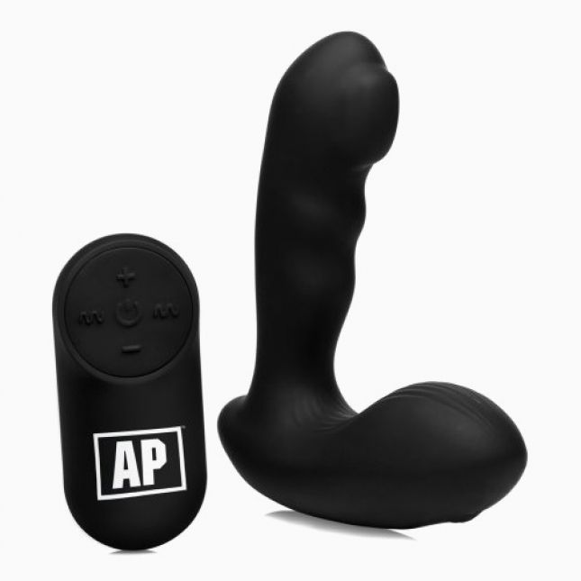 Xr Brands 7X P-MILKER Silicone Prostate Stimulator with Milking Bead - массажер простаты,(черный) 9.2х3.3