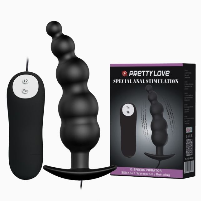 Анальна пробка - Pretty Love Special Anal Stimulation Vibrating Butt Plug Black Анальна пробка - Pretty Love Special Anal Stimulation Vibrating Butt Plug Black