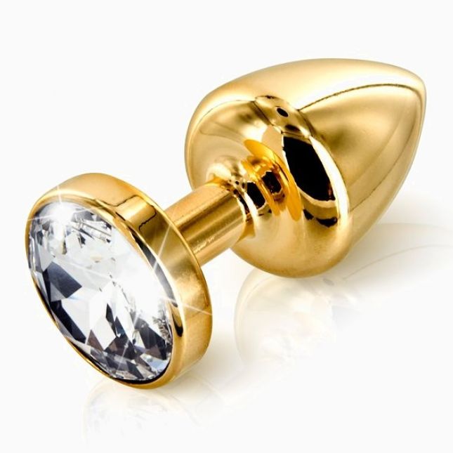 Анальна пробка із стразом Diogol ANNI round gold 35мм