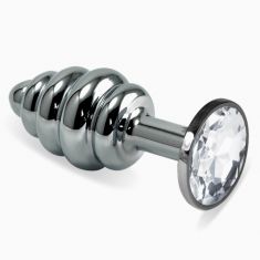 Анальна пробка - Heavy Metal Anal Plug Silver Rosebud Spiral Clear