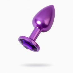 Анальный страз Toyfa Metal фиолетовый, с кристаллом цвета аметист, 7,2 см, ø2,8 см, 50 г