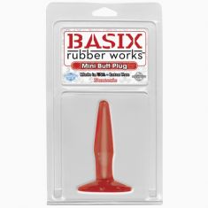 Анальная пробка - Basix Rubber Works, Mini Butt Plug, красный