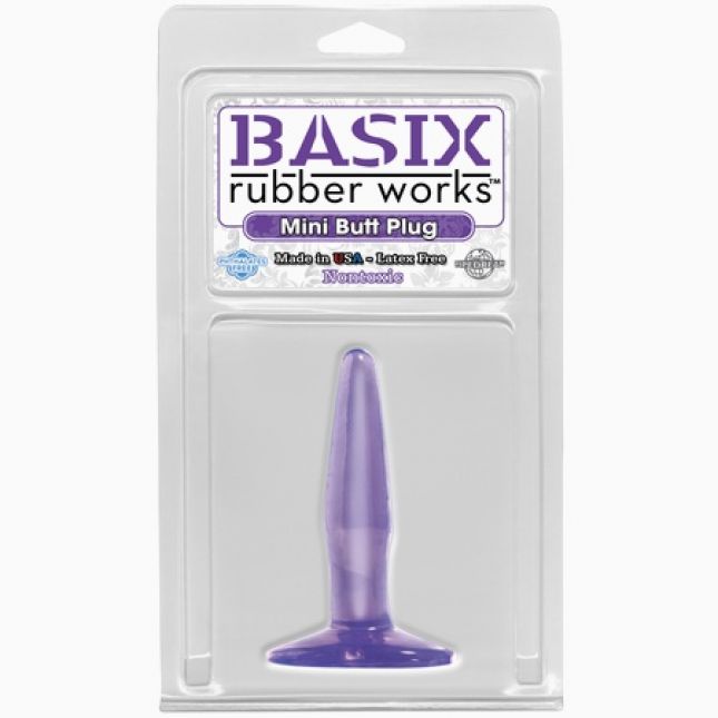 Анальна пробка - Basix Rubber Works, Mini Butt Plug, фіолетовий