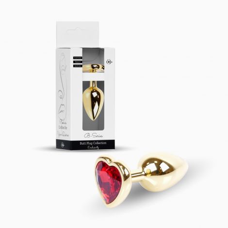 Анальна пробка - Jewellery Gold Heart Plug Red