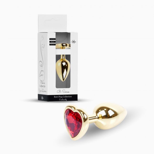 Анальна пробка - Jewellery Gold Heart Plug Red