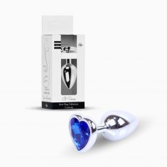 Анальна пробка - Jewellery Silver Heart PLUG- Dark Blue