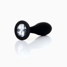 Анальна пробка - Jewellery Silicone Black Plug M Clear