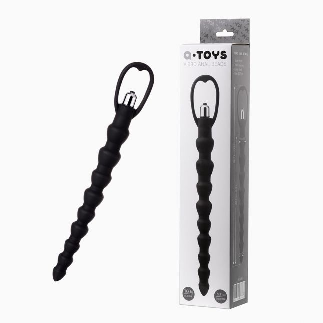 Анальная цепочка Toyfa A-Toys с вибрацией, силикон, черный, 32,7см