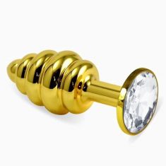 Анальна пробка - Heavy Metal Anal Plug Gold Rosebud Spiral Clear