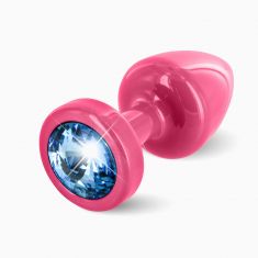Анальная пробка со стразом Diogol ANNI round pink Аквамарин 25мм
