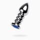 Silver anal plug TOYFA Metal with dark blue round-shaped gem, length 8,5 cm, diameter 2,5-3,8 cm, we