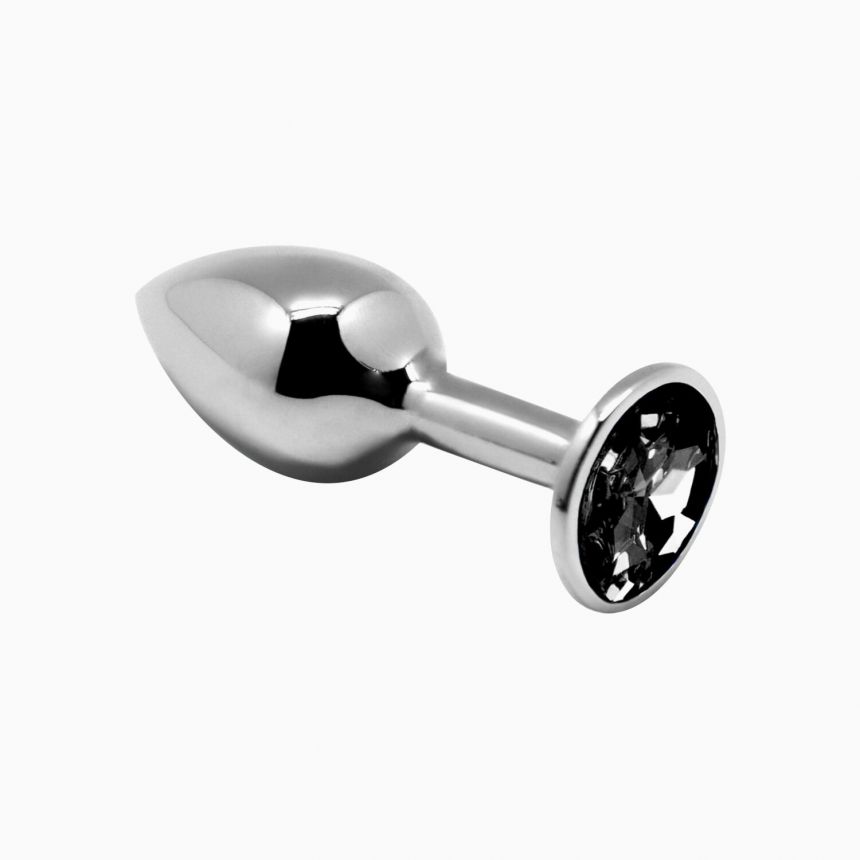 Металева анальна пробка з кристалом Alive Mini Metal Butt Plug Black M Металева анальна пробка з кристалом Alive Mini Metal Butt Plug Black M