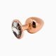 Металева анальна пробка Wooomy Tralalo Rose Gold Metal Plug Size L, діаметр 4 см, довжина 9 см