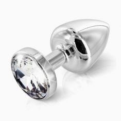 Анальная пробка со стразом Diogol ANNI round silver plated 25мм