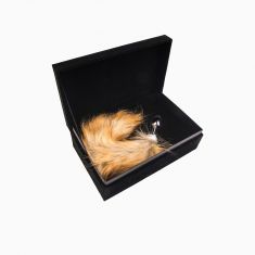 Анальная пробка Metal By Toyfa, металл, серебристая, с большим рыжим хвостом, 37 см, ø 2,9 см, 195 г