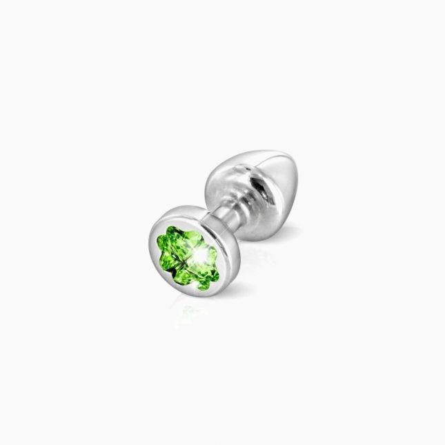 Анальна пробка із стразом Diogol Anni R Clover Silver Смарагд 25мм