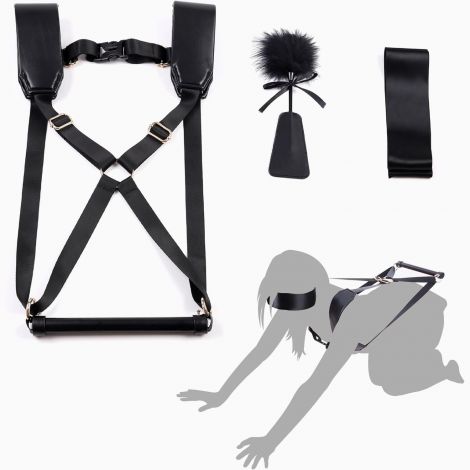 БДСМ-набір LOCKINK YEAHWOW Black Doggy Style Saddle set