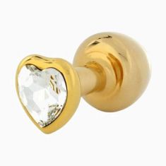 Анальна пробка із стразой Diogol ANNI form heart gold 30мм