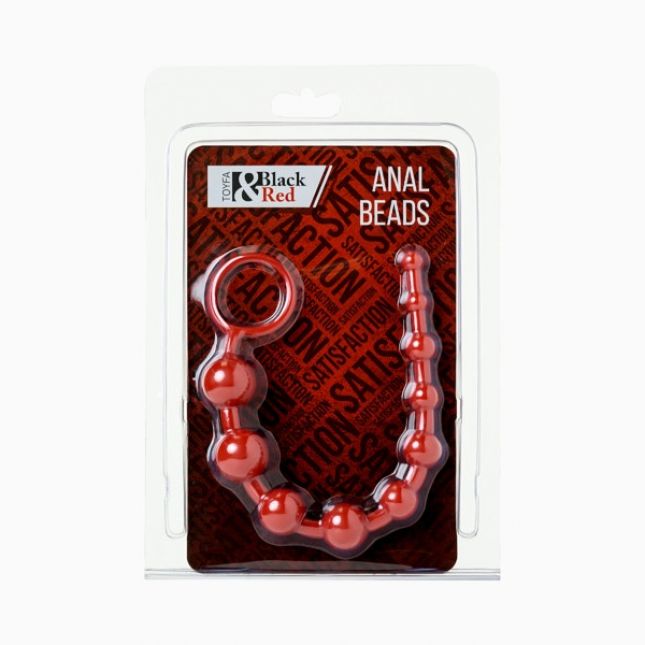 Анальная цепочка Black & Red By Toyfa, водонепроницаемая, ПВХ, красная, 31 см, ø 3 см