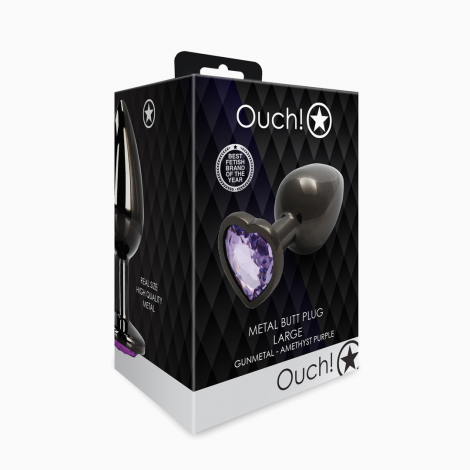 Анальна пробка - Ouch! Metal Butt Plug Large Gunmetal/Amethyst Purple