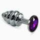 Анальна пробка - Heavy Metal Anal Plug Silver Rosebud Spiral Purple