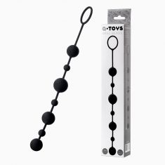 Анальная цепочка Toyfa A-Toys с шариками, силикон, черный, 35,9см Анальная цепочка Toyfa A-Toys с шариками, силикон, черный, 35,9см