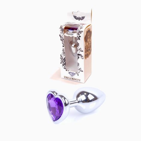 Анальна пробка - Jewellery Silver Heart PLUG- Purple