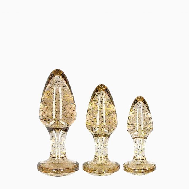 Набір анальних пробок - Ouch! Acrylic Golden Glitter Butt Plug Set