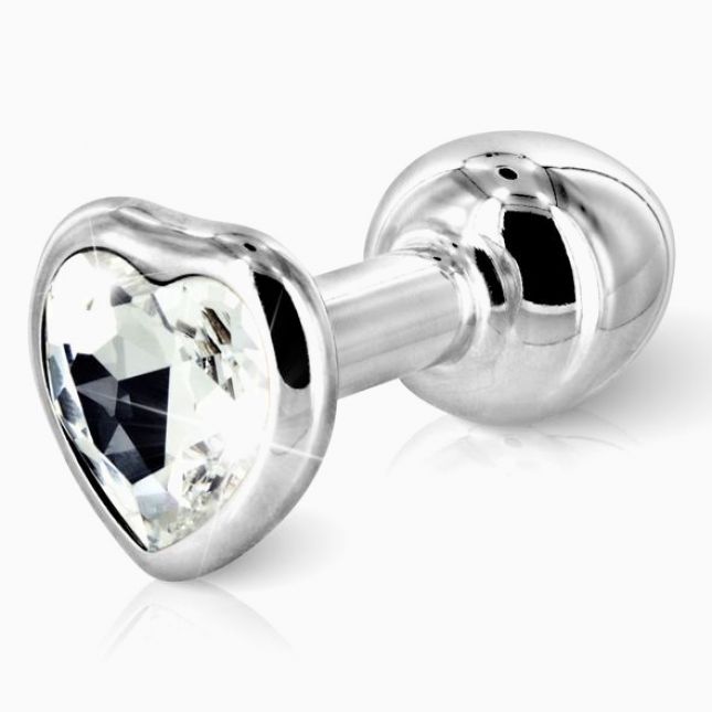 Анальна пробка із стразом Diogol ANNI form heart silver 30мм