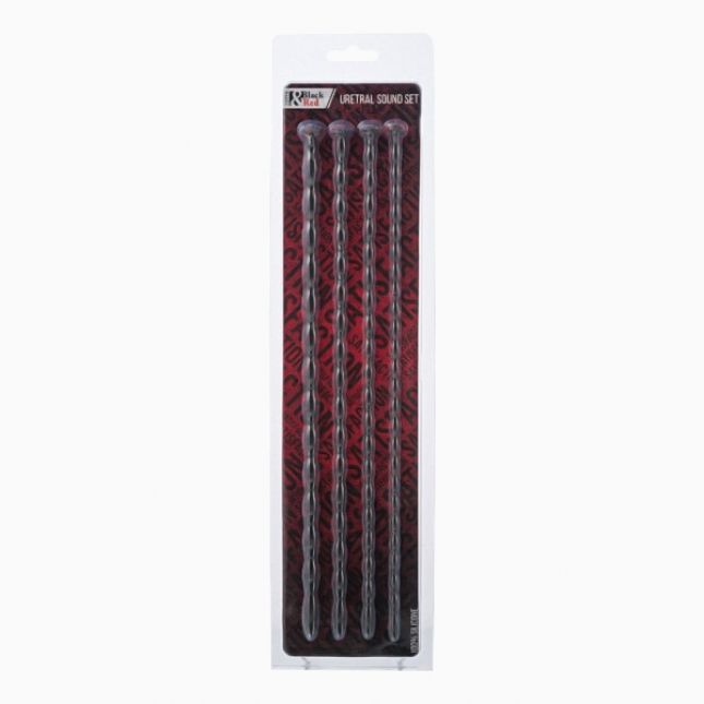 Набір уретральних зондів Black & Red By Toyfa, 4 штуки, чорний