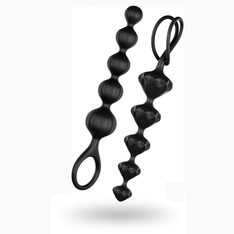 Satisfyer Beads Silicone black - анальные шарики, 20.5х3.4 см