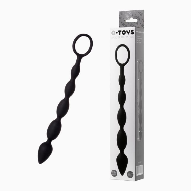Анальная цепочка Toyfa A-Toys М, силикон, черный, 27,6см