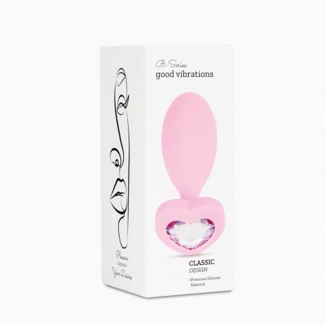 Анальна пробка - Silicone Anal Plug With Heart Crystal Base Pink