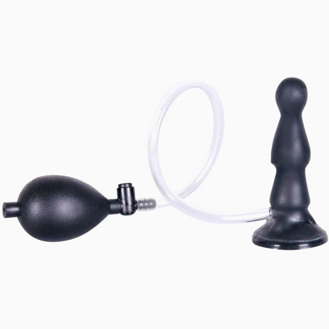 You2Toys Temptation in Black Butt Plug - Пробка надувная 12х2.9 см