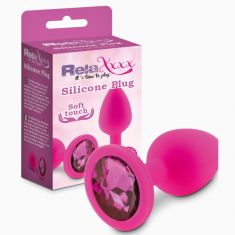 Анальная пробка - RelaXxxx Anal plug Silicone With Pink Crystal, розовый, M Анальная пробка - RelaXxxx Anal plug Silicone With Pink Crystal, розовый, M