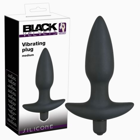 Анальна пробка - Black Velvet Vibrating Plug Medium (пошкоджена упаковка)