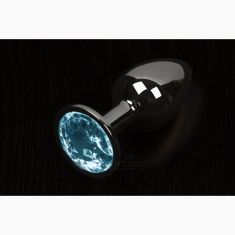 Пикантные штучки, Большая графитовая анальная пробка с кристаллом - 8,5х4 см.