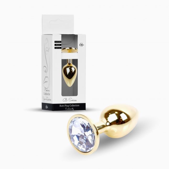 Анальна пробка - Jewellery Gold Plug Clear