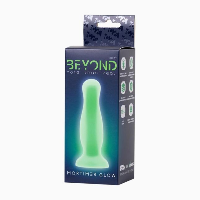 Анальная втулка светящаяся в темноте Beyond By Toyfa Mortimer Glow, водонепроницаемая, силикон