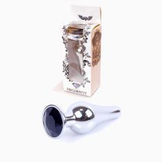 Анальна пробка - Jewellery Silver Long Plug Black