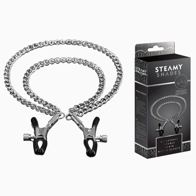Зажимы для сосков - STEAMY SHADES Adjustable Double Chain Nipple Clamps