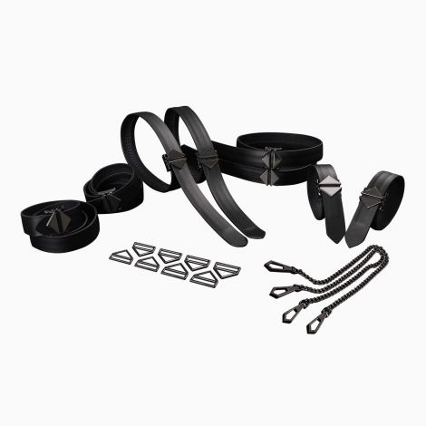 Набор для бондажа LOCKINK 8-Bondage-Straps Restraint Set, черный 8 ремней из натуральной кожи