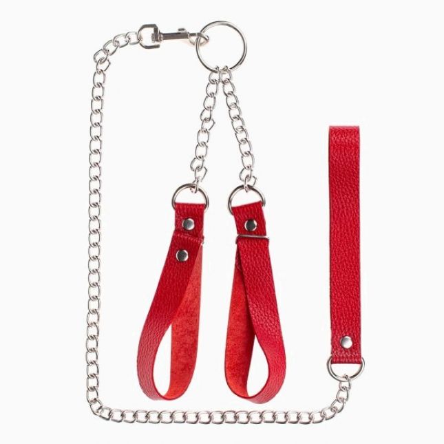 Наручники з повідцем Gentle Hold Red