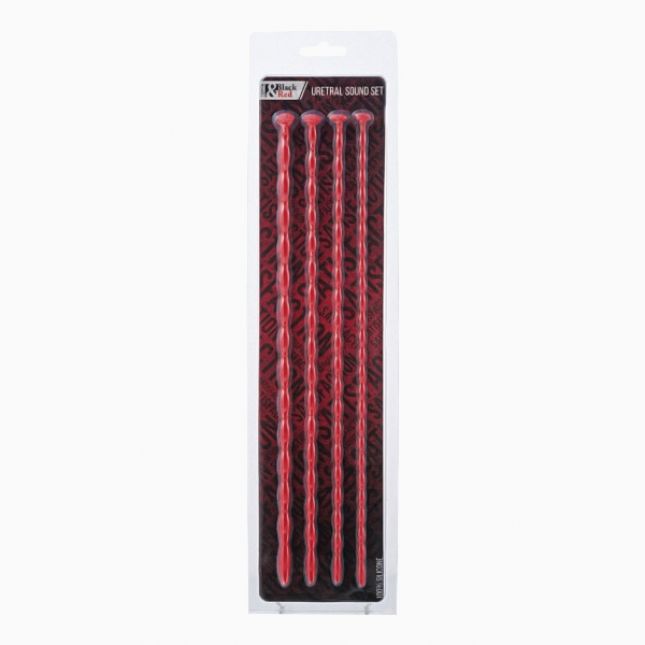Набір уретральних зондів Black & Red By Toyfa, 4 штуки, червоний