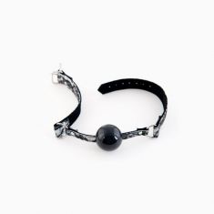 Кляп силіконовий на мереживному ремінці Toyfa Marcus, сріблястий, 60 см