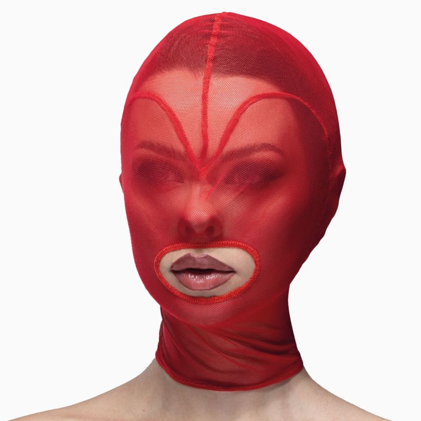 Маска серце сітка з відкритим ротом Feral Feelings - Hearts Mask Red/Red Маска серце сітка з відкритим ротом Feral Feelings - Hearts Mask Red/Red