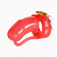Пояс вірності - MALESATION Penis Cage Silicone, large, red - clear