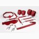 Набір Feral Feelings BDSM Kit 7 Red, наручники, поножі, конектор, маска, падл, кляп, затискачі