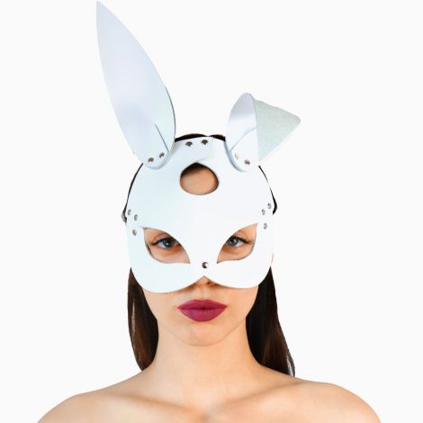 Шкіряна маска Зайчика Art of Sex - Bunny mask, колір Білий