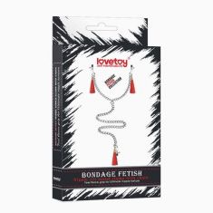 Зажими для сосків та клітора - Bondage Fetish Nipple Clit Tassel Clamp With Chain Red